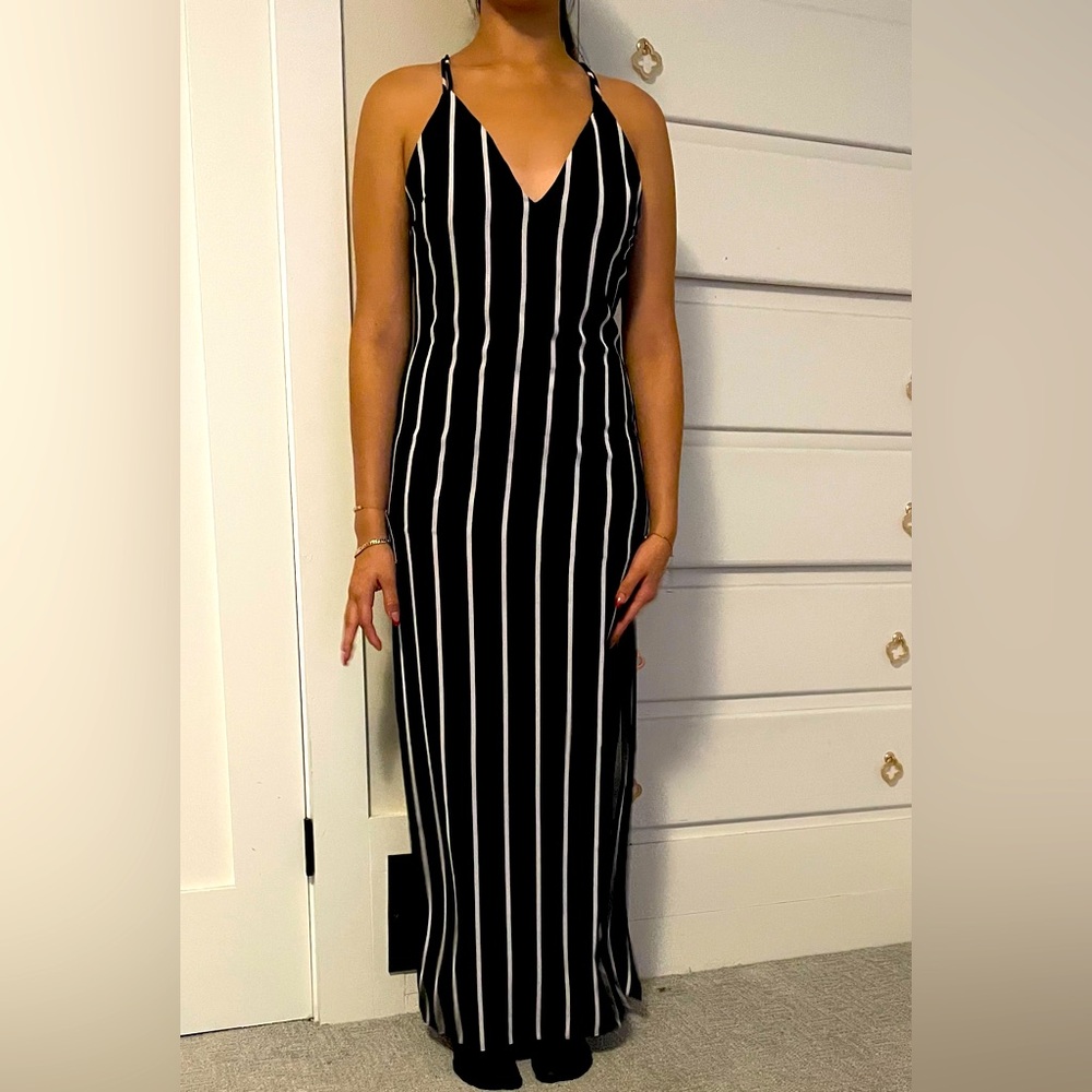 Black and White Striped Maxi Dress